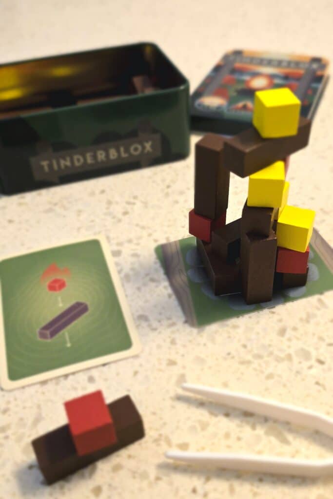 A modern board game that packs a lot of fun in a little box is Tinderblox. This simple little game will have everyone fired up, in a good way.